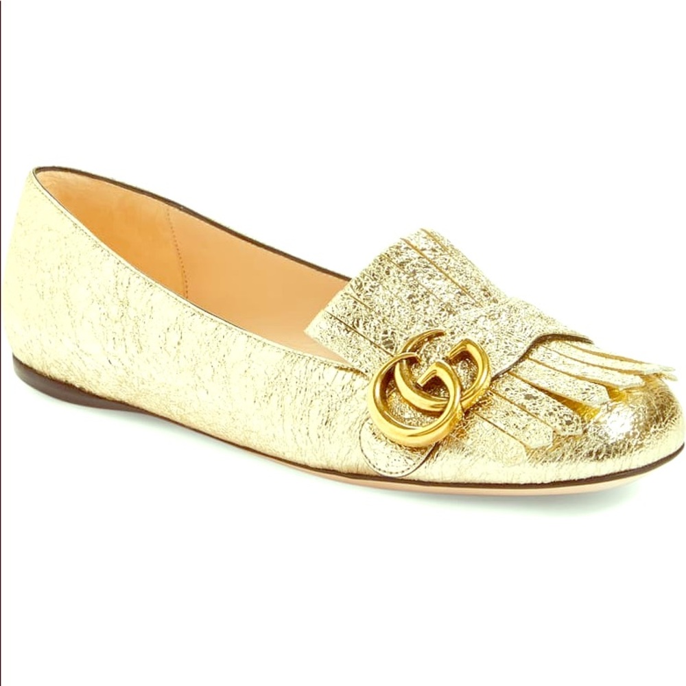 Gucci marmot gold flats 40 1/2